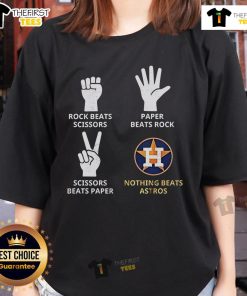 Premium Houston Astros Nothing Beats Astros Hands Rock Paper Scissors Ladies Tee showcasing team pride and style.