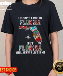 Premium 'I Don't Live in Florida but Florida Will Always Live in Me' Ladies Tee featuring sport team graphics.
