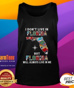 Premium tank top featuring 'I Don't Live In Florida But Florida Will Always Live In Me' for sports team fans.