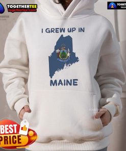 Premium I Grew Up In Maine Hoodie in cozy fabric, showcasing a stylish design perfect for Maine pride and comfort.
