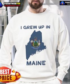 Cozy Premium I Grew Up In Maine Sweatshirt in navy blue, perfect for showcasing Maine pride and casual style.