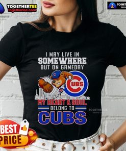 Chicago Cubs ladies tee featuring 'My heart and soul belong to Chicago Cubs' design for game day pride.