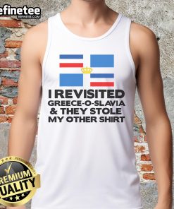 Premium I Revisited Greece O Slavia: A traveler in a tank top against a scenic backdrop, showcasing vibrant culture and adventure.