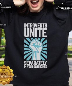 Cozy sweatshirt for introverts featuring 'Introverts Unite Separately' slogan, perfect for lounging at home.