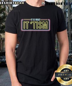 Premium JD Delay It Is What It 'Tism neon t-shirt featuring vibrant colors and stylish design for trendy casual wear.
