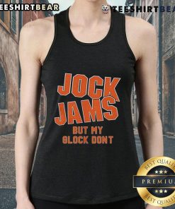 Premium Jock Jams But My Glock Don't tank top featuring bold graphic design, perfect for casual wear and gun enthusiasts.