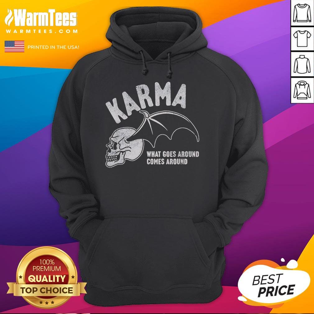 Premium Karma What Goes Around Comes Around Hoodie Premium Karma 'What Goes Around Comes Around' hoodie in black, showcasing a stylish design perfect for casual wear.