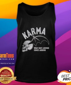 Premium Karma tank top featuring 'What Goes Around Comes Around' design, perfect for casual wear and expressing positivity.