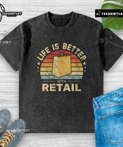 Premium Life Is Better With Retail Bag Vintage Sunset Washed T-Shirt in soft fabric, perfect for casual, stylish outfits.