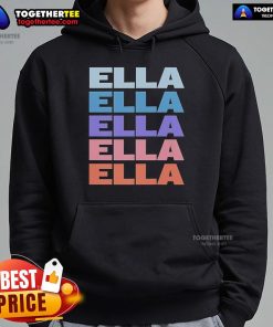 Premium modern repeated text Ella 2025 hoodie in stylish design, perfect for casual wear and fashion enthusiasts.