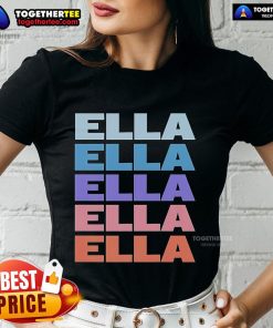 Premium Modern Repeated Text Ella 2025 Ladies Tee in stylish design, perfect for casual and trendy outfits.