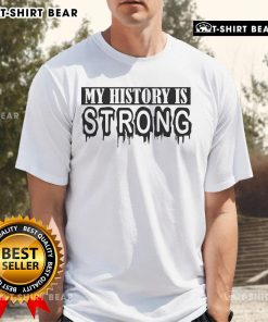 Premium My History Is Strong Juneteenth T-Shirt featuring vibrant colors and bold text celebrating Juneteenth heritage.