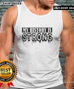 Alt Text: Premium My History Is Strong Juneteenth Tank Top featuring bold text on a stylish black background.