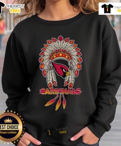Alt Text: Premium Native Chief Headdress Arizona Cardinals Sweatshirt featuring bold team colors and unique design.