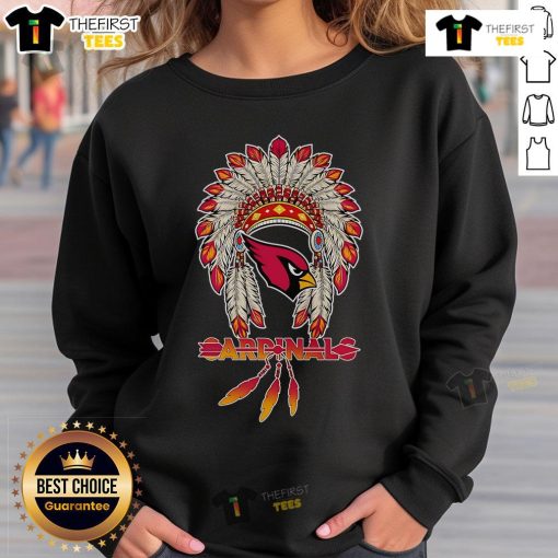 Alt Text: Premium Native Chief Headdress Arizona Cardinals Sweatshirt featuring bold team colors and unique design.