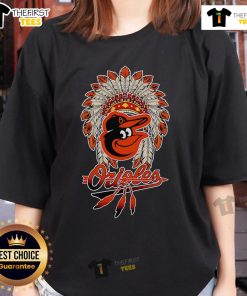 Premium Native Chief Headdress Baltimore Orioles Ladies Tee featuring vibrant graphics and soft fabric for comfort.