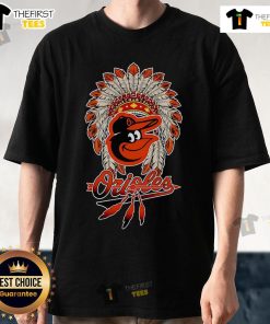 Premium Native Chief Headdress Baltimore Orioles T-Shirt featuring vibrant graphics and comfortable fit for fans.