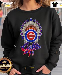 Premium Native Chief Headdress Chicago Cubs Sweatshirt featuring vibrant graphics and comfortable fit for fans.