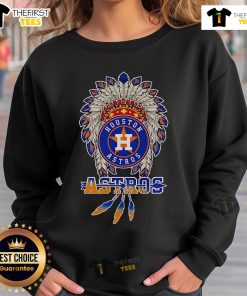 Premium Native Chief Headdress Houston Astros Sweatshirt featuring vibrant design and comfortable fit.