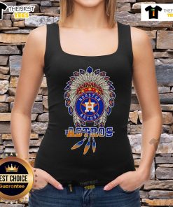 Premium Native Chief Headdress Houston Astros tank top featuring vibrant team colors and unique design.