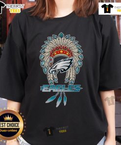 Premium Native Chief Headdress Philadelphia Eagles Ladies Tee showcasing vibrant team colors and stylish design.