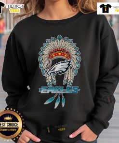 Alt Text: Premium Native Chief Headdress Philadelphia Eagles Sweatshirt featuring vibrant colors and unique design for fans.