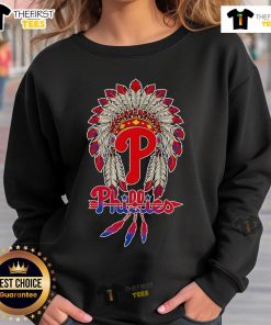Premium Native Chief Headdress Philadelphia Phillies Sweatshirt featuring vibrant colors and stylish design for fans.