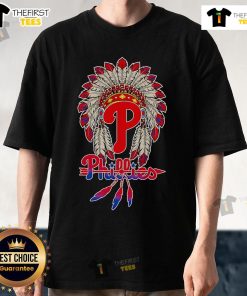 Premium Native Chief Headdress Philadelphia Phillies T-Shirt featuring vibrant graphics and a comfortable fit for fans.