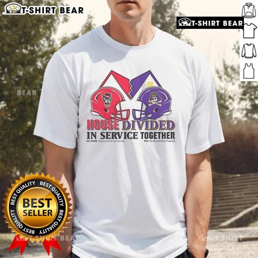 Premium NC State Wolfpack vs East Carolina Pirates House Divided T-Shirt showcasing team spirit and unity.