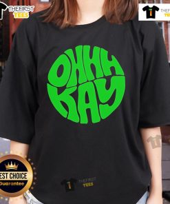 Premium Ohhhkay logo on a stylish ladies tee, showcasing trendy design and comfortable fit for women.