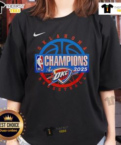 Premium Oklahoma City Thunder Men's Basketball 2025 NBA Finals Champions Ladies Tee, stylish design for fans.