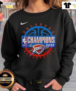 Premium Oklahoma City Thunder men's basketball sweatshirt celebrating the 2025 NBA Finals Champions victory.