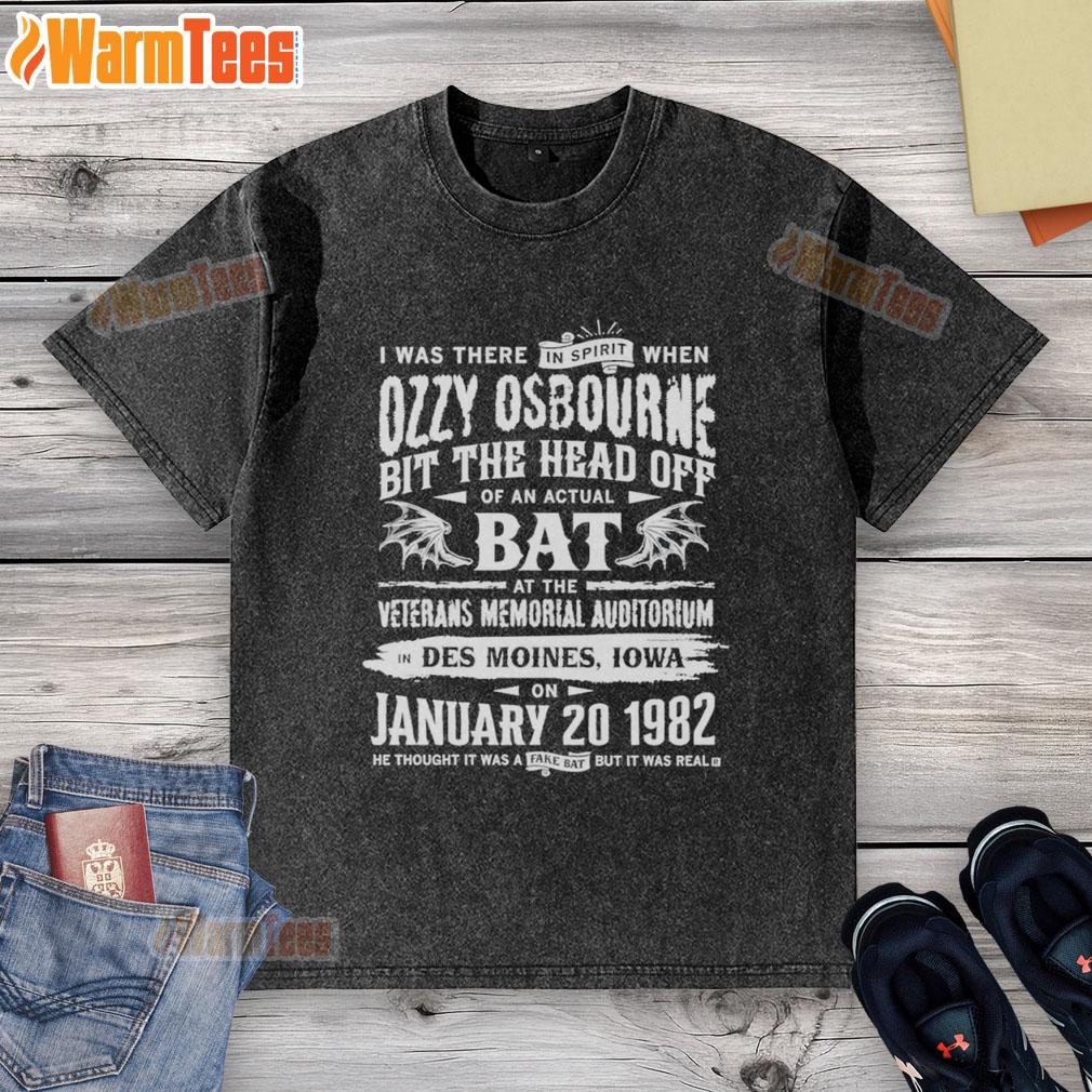 Premium Ozzy Osbourne I Was There In Spirit Washed T Shirt Alt Text: Premium Ozzy Osbourne 'I Was There In Spirit' washed t-shirt featuring a vintage design and bold graphics.