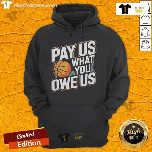 Premium hoodie supporting women's sports, featuring WNBPA logo and 'Pay Them What You Owe Us' message.