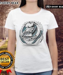 Alt Text: Premium Philadelphia Eagles Ring Super Bowl LIX 2025 Ladies Tee featuring vibrant team colors and stylish design.