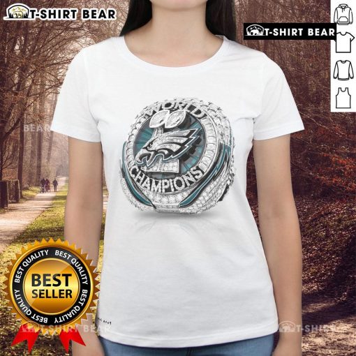 Alt Text: Premium Philadelphia Eagles Ring Super Bowl LIX 2025 Ladies Tee featuring vibrant team colors and stylish design.