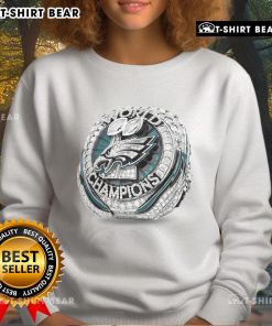 Premium Philadelphia Eagles Ring Super Bowl LIX 2025 Sweatshirt in green with team logo, perfect for fans and collectors.