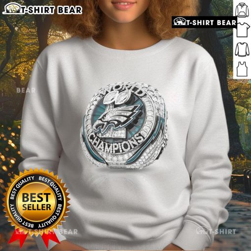 Premium Philadelphia Eagles Ring Super Bowl LIX 2025 Sweatshirt in green with team logo, perfect for fans and collectors.