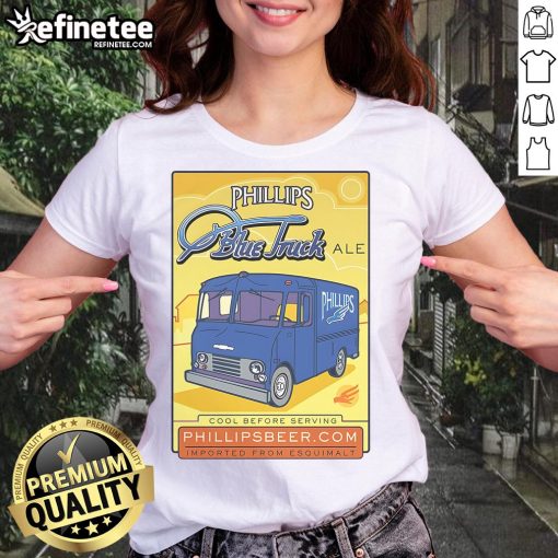 Premium Phillips Blue Truck Ladies Tee featuring a stylish blue truck graphic on a comfortable women's t-shirt.