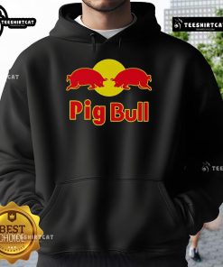 Premium Pig Bull Red Bull Parody Hoodie featuring a playful design with a pig and bull graphic for unique style.
