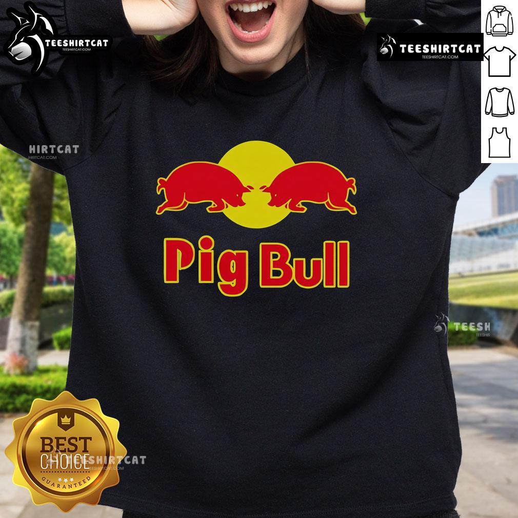 Premium Pig Bull Red Bull Parody Sweatshirt Alt Text: Premium Pig Bull Red Bull Parody Sweatshirt featuring a playful design with a pig and bull graphic on a cozy fabric.