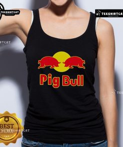 Premium Pig Bull Red Bull Parody Tank Top featuring a fun graphic design for casual summer wear.