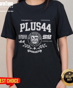 Alt Text: Premium Plus 44 Silver Stone Still We Rise Ladies Tee featuring a stylish design for women's casual wear.