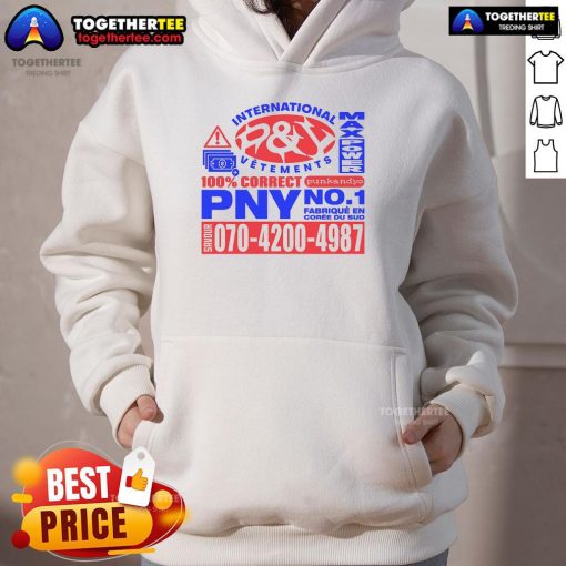 Alt Text: Premium PY International Vetements Max Power PNY No.1 Hoodie displayed in stylish urban setting, showcasing its design and quality.
