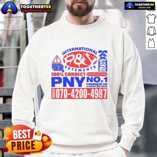 Alt Text: Premium PY International Vetements Max Power PNY No. 1 Sweatshirt featuring a stylish design and high-quality fabric.