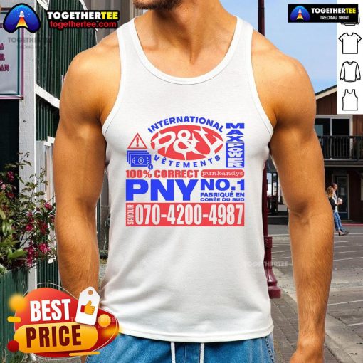Premium PY International Vetements Max Power PNY No.1 tank top featuring a stylish design and high-quality fabric.