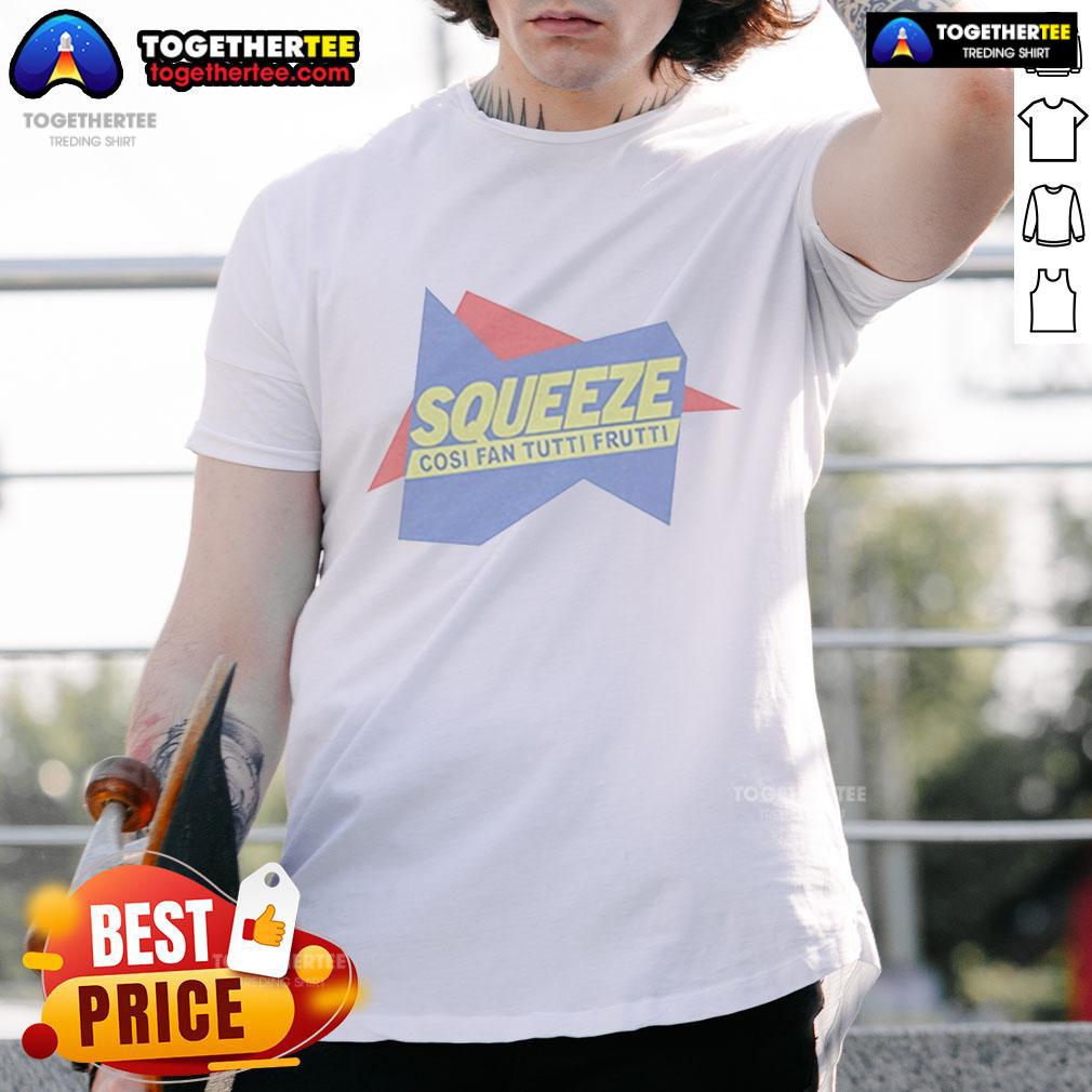 Premium Queeze Cosi Fan Tutti Frutti T Shirt Alt Text: Premium Queeze Cosi Fan Tutti Frutti T-Shirt featuring a vibrant fruit design and comfortable fit for casual wear.