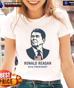 Premium Ronald Reagan 40th President minimalistic ladies tee featuring a stylish design and comfortable fit.