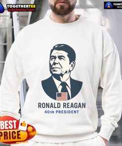 Premium Ronald Reagan minimalistic sweatshirt featuring the 40th President's iconic silhouette and signature design.