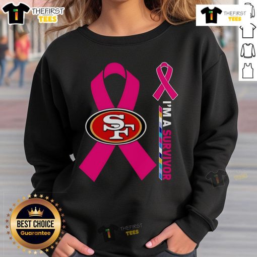 Premium San Francisco 49ers X Cancer Awareness 'I'm A Survivor' sweatshirt, featuring vibrant team colors and inspirational design.